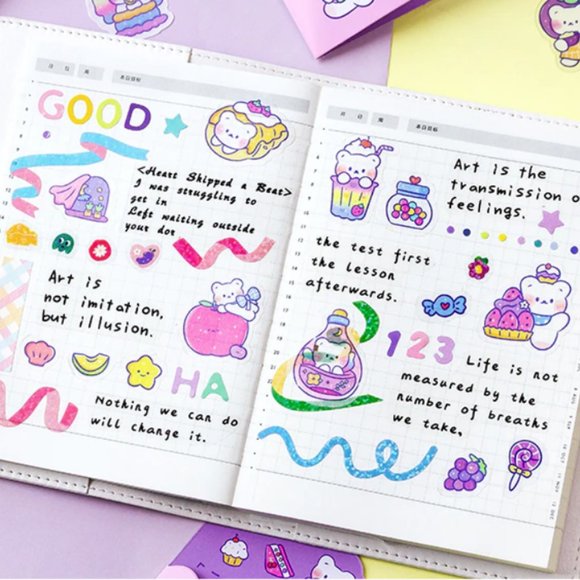 Cute Bear PVC & Washi Paper Sticker Pack - Picture 2 of 10